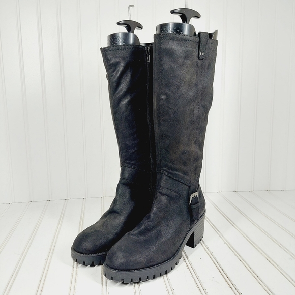 NEW Bella Vita Women's Lorielle Black Leather Buckle Tall Heeled Boots M355 - Picture 2 of 13